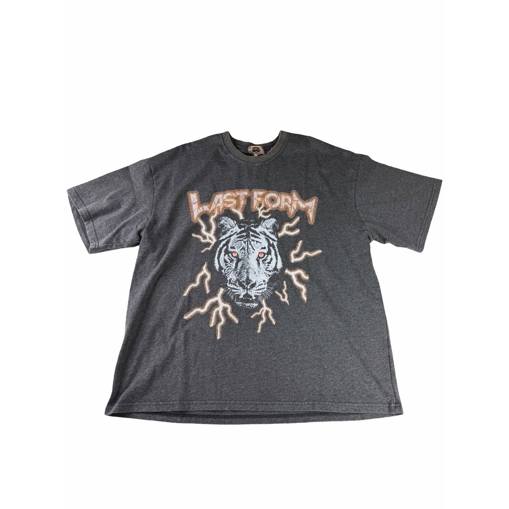 Last Form Tiger Graphic Shirt Mens Large Gray Lightning Streetwear Athletic NWT